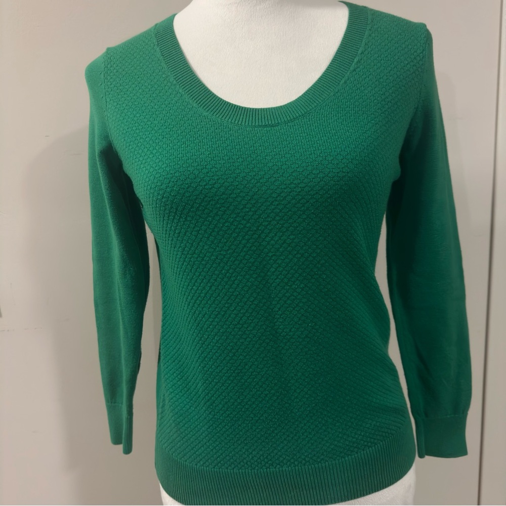 Banana Republic Sweater Textured Knit Women Small Scoop Neck Long Sleeve  Green